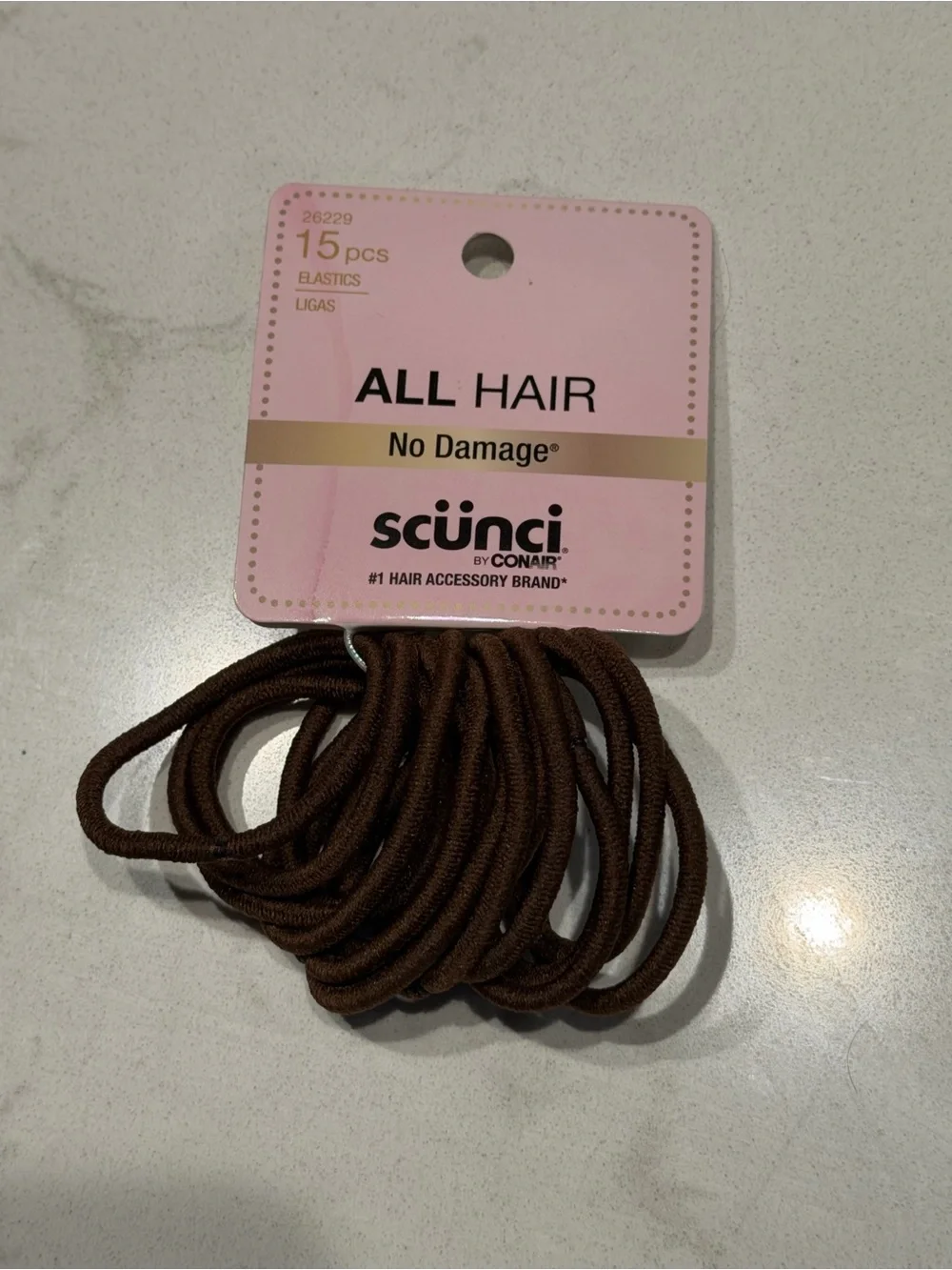 Scunci All Hair No Damage Elastics Brown 15 pieces set bundle hair tie brown